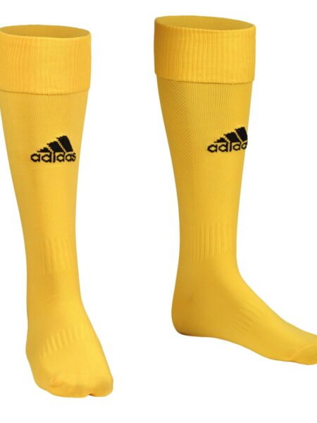 Geltonos Adidas futbolo kojinės Milano Sock E19295 su anatominio dizaino atrama ir sustiprintomis vietomis
