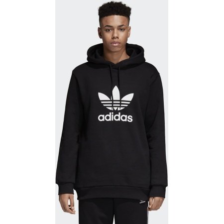 Adidas Originals Trefoil Warm-Up Hoodie M CW1240 vyriškas juodas džemperis su baltu logotipu
