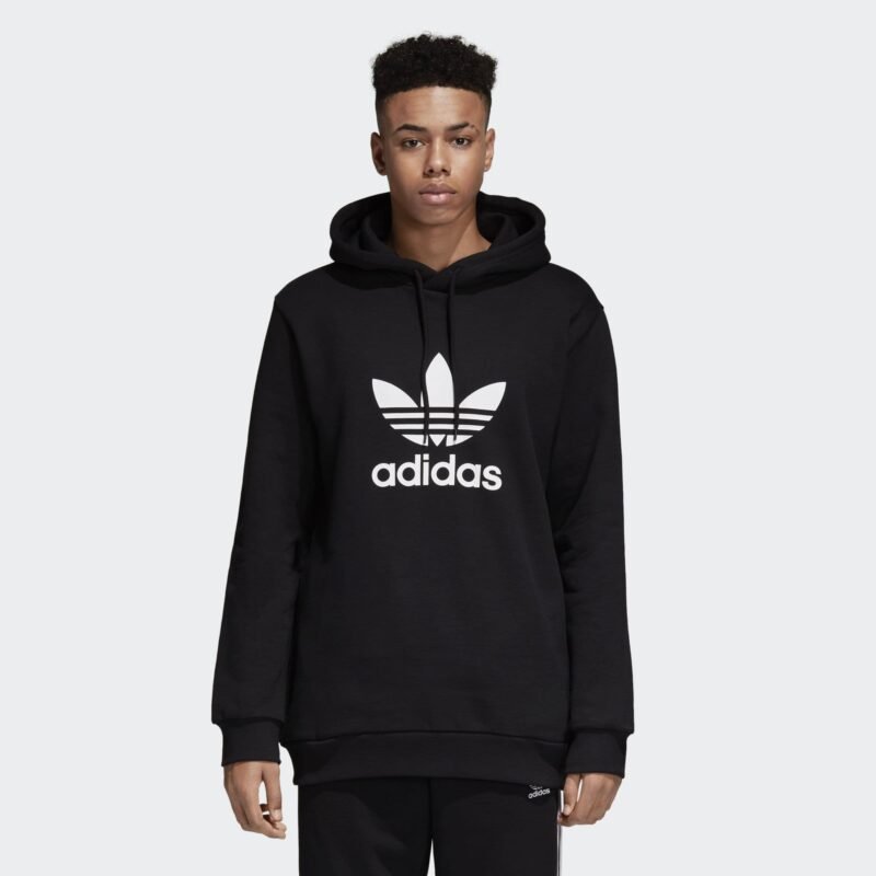 Adidas Originals Trefoil Warm-Up Hoodie M CW1240 vyriškas juodas džemperis su baltu logotipu