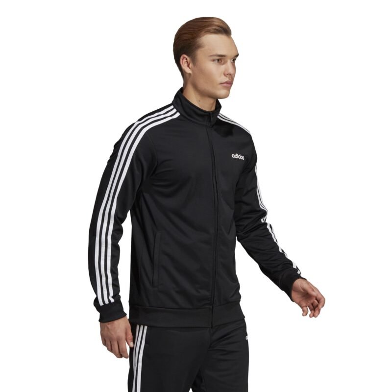 Adidas džemperis Essentials 3-Stripes Tricot Track Top FZ DQ3070 juodas su baltomis juostelėmis.