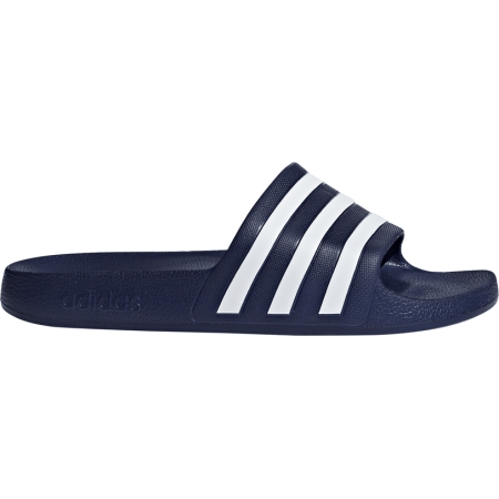 Adidas mėlynos unisex šlepetės su baltomis juostelėmis, modelis F35542, skirtos baseinui ir paplūdimiui