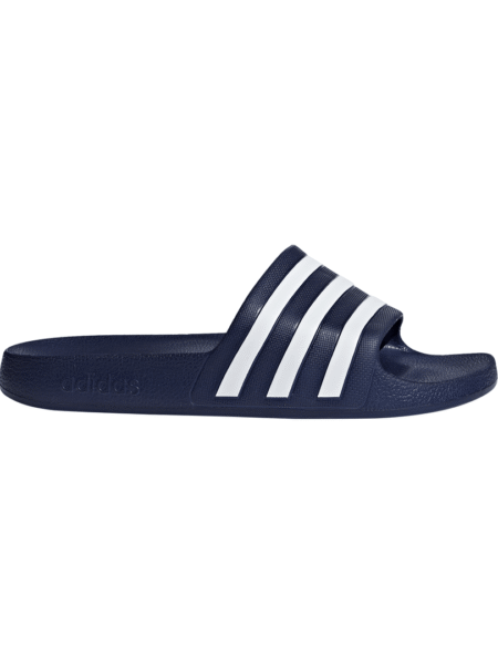 Adidas mėlynos unisex šlepetės su baltomis juostelėmis, modelis F35542, skirtos baseinui ir paplūdimiui