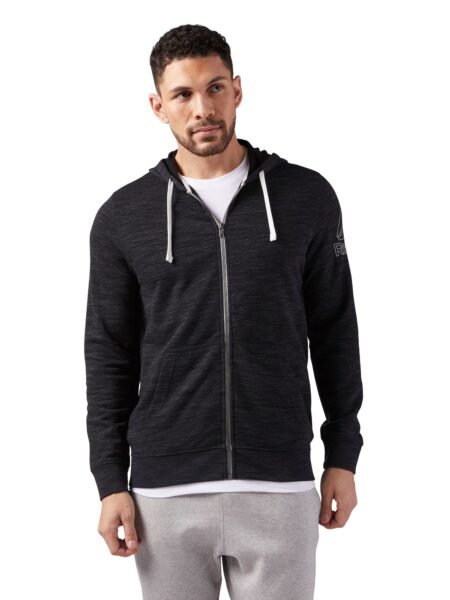 Reebok džemperis vyrams Marble Group Full Zip CE3917 – tamsiai pilkas su gobtuvu
