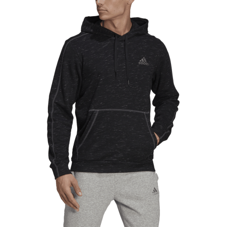 Adidas vyriškas džemperis su gobtuvu M Melange Hoodie French Terry GK8910 – juodas/pilkas melanžas.