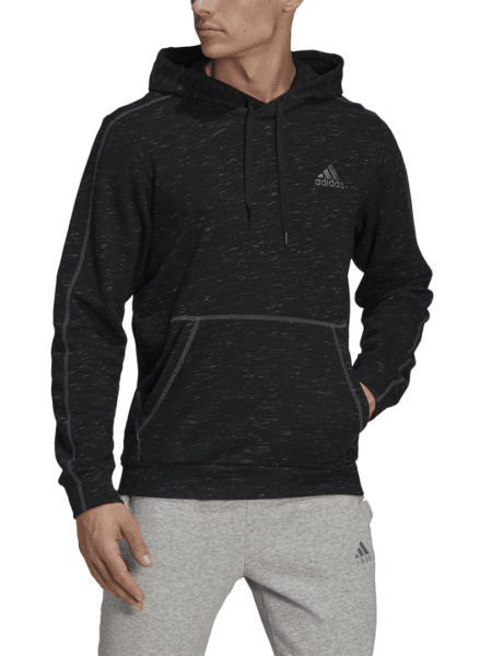 Adidas vyriškas džemperis su gobtuvu M Melange Hoodie French Terry GK8910 – juodas/pilkas melanžas.