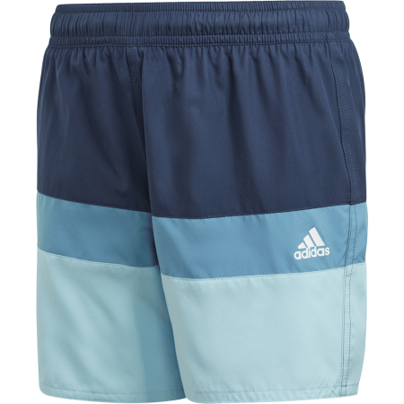 Adidas vaikiški mėlyni maudymosi šortai GN5888 su tinklinėmis kelnaitėmis ir šoninėmis kišenėmis.