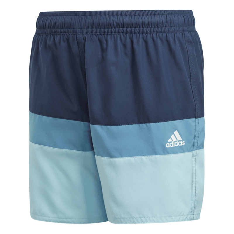 Adidas vaikiški mėlyni maudymosi šortai GN5888 su tinklinėmis kelnaitėmis ir šoninėmis kišenėmis.