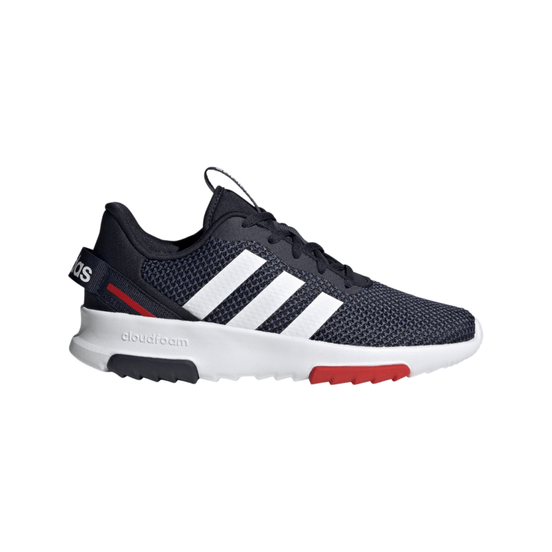 Adidas Racer TR 2.0 K mėlyni vaikiški sportbačiai su baltu padu ir tinkliniu batviršiu. FX7277