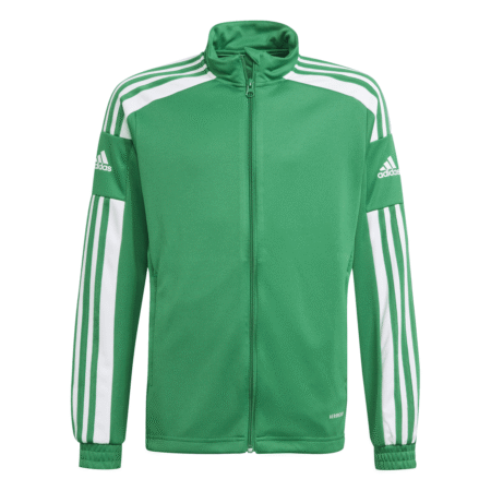 Adidas vaikiškas džemperis Boys Squadra 21 Track Jacket Y GP6456 žalias su trimis baltomis juostelėmis ir užtrauktuku AEROREADY technologija