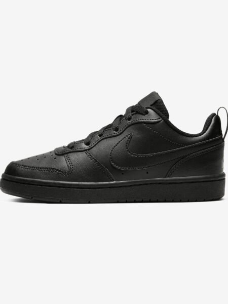 Nike Batai Laisvalaikiui Vaikams Paaugliams Juodi Odiniai Court Borough Low 2 GS BQ5448-001