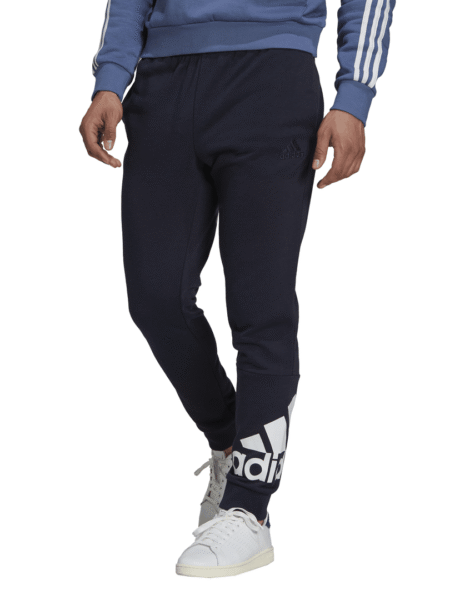 Adidas vyriškos sportinės kelnės mėlynos spalvos su baltu logotipu ir tampriais manžetais – M Big Logo French Terry TE Pants modelis GK8979