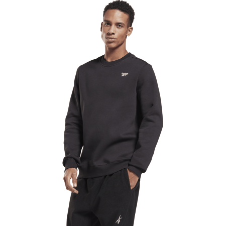 Reebok Identity Crew Sweatshirt GR9199 – juodas vyriškas džemperis su fleece pamušalu, stilingas ir patogus laisvalaikiui.