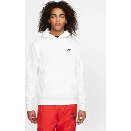 Nike džemperis su gobtuvu vyrams Sportswear Club Fleece Hoodie BV2654-100 balta spalva su fleece pašiltinimu ir klasikiniu sportiniu dizainu