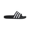 Adidas unisex juodos šlepetės su baltomis juostelėmis, modelis F35543, skirtos paplūdimiui ar baseinui