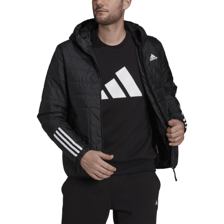 Adidas vyriška juoda striukė su gobtuvu 3-Stripes Light ITAVIC GT1681 – sportinė striukė rudeniui ir žiemai