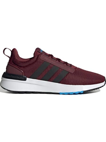 Adidas Racer TR21 GX0652 bordinės spalvos vyriški sportbačiai su baltu padu ir juodomis 3 juostelėmis.