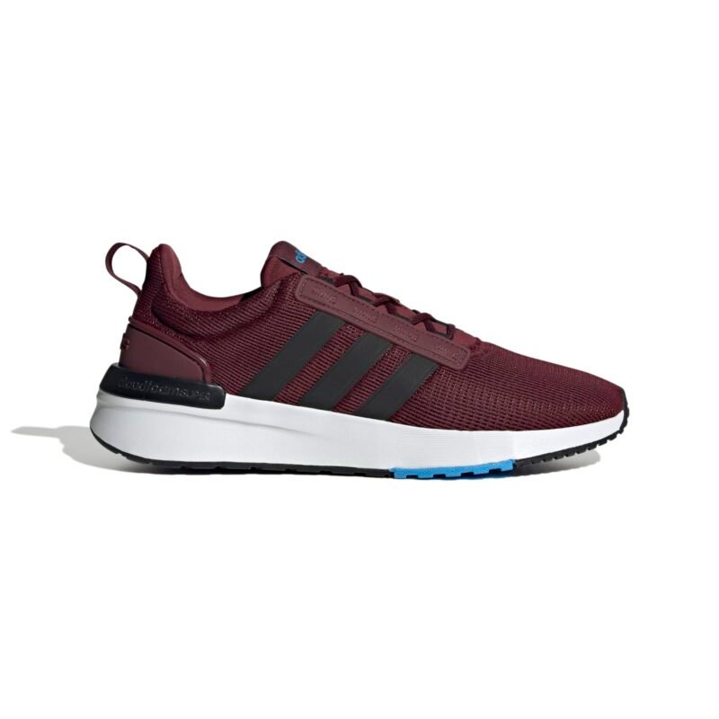 Adidas Racer TR21 GX0652 bordinės spalvos vyriški sportbačiai su baltu padu ir juodomis 3 juostelėmis.