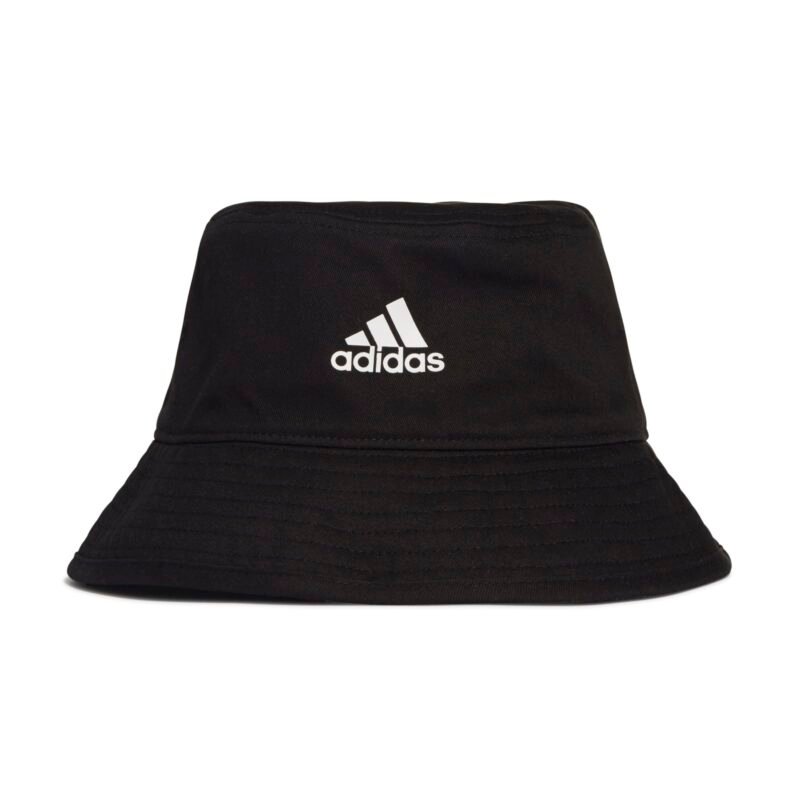 Adidas kaušinė kepurė H36810 – juoda unisex skrybėlė iš 100 % medvilnės su UV 50+ apsauga ir kvėpuojančiais šonais.