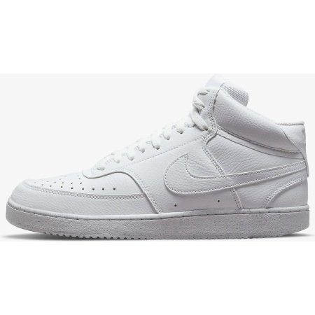 Balti vyriški Nike Court Vision Mid NN DN3577-100 kedai su vidutinio aukščio aulu ir Nike logotipu