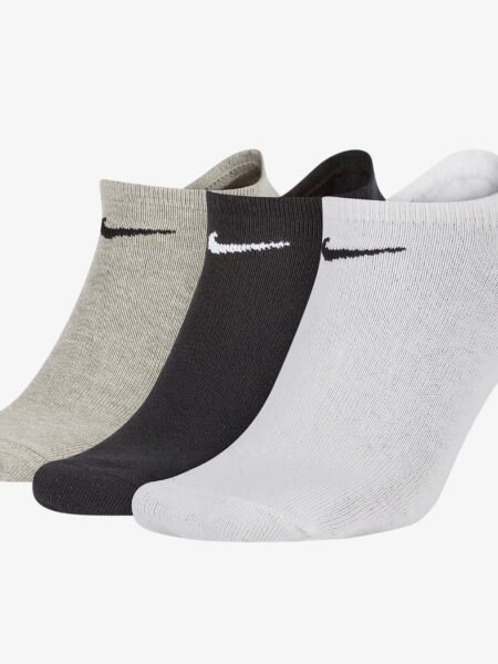 Nike trumpos unisex kojinės SX2554-901 – balta, pilka ir juoda spalva, 3 porų komplektas