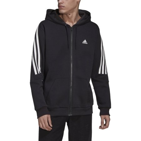 Adidas Vyriškas Džemperis Su Gobtuvu Future Icons 3-Stripes Full-Zip Doubleknit Hoodie HK4568 juodas