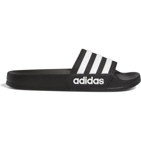 Adidas juodos vaikiškos šlepetės su baltomis juostelėmis Adilette Shower K G27625.
