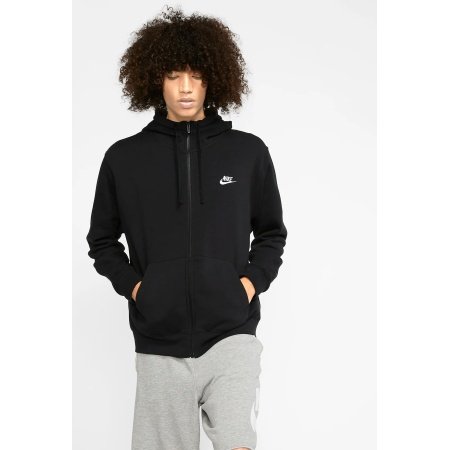 Nike vyriškas juodas „Fleece“ džemperis su gobtuvu ir užtrauktuku BV2645-010 – šiltas ir stilingas pasirinkimas sportui ir laisvalaikiui.