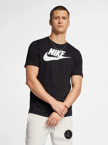 Nike Vyriški Marškinėliai M NSW Icon Futura AR5004-010 – Juodi Medvilniniai Su Logotipu