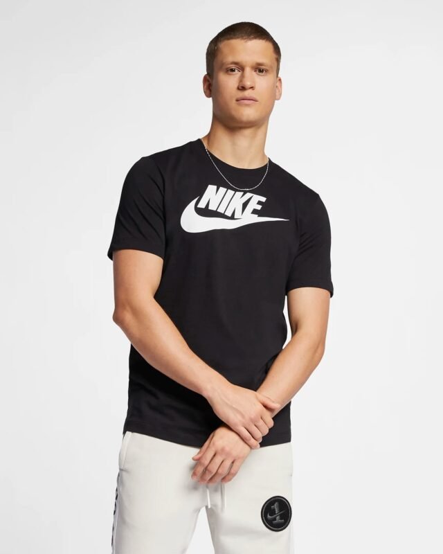 Nike Vyriški Marškinėliai M NSW Icon Futura AR5004-010 – Juodi Medvilniniai Su Logotipu