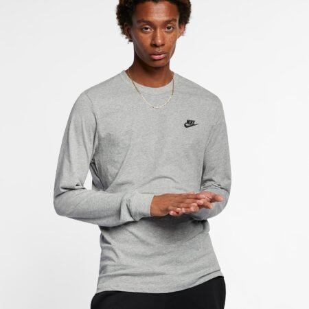 Nike Sportswear Club Long Sleeve Tee AR5193 063 vyriški pilki marškinėliai iš medvilnės