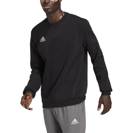 Adidas Entrada 22 H57478 vyriškas juodas džemperis be kapišono priekinis vaizdas su fleece vidumi