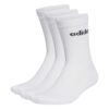 Baltos Kojinės Adidas Ilgos Unisex Vyrams Moterims Paaugliams Sportui Laisvalaikiui Kasdienai Linear Crew Cushioned Socks 3 Pairs HT3455