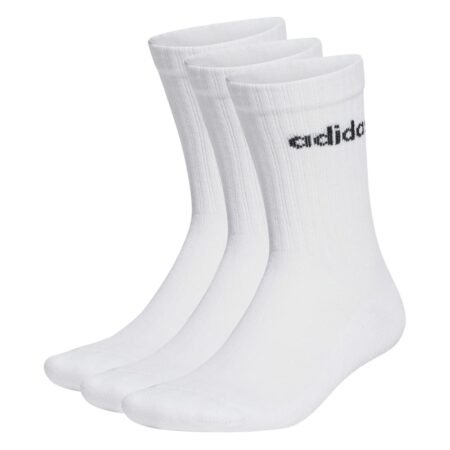 Baltos Kojinės Adidas Ilgos Unisex Vyrams Moterims Paaugliams Sportui Laisvalaikiui Kasdienai Linear Crew Cushioned Socks 3 Pairs HT3455