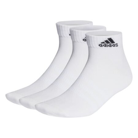 Adidas trumpos baltos kojinės THIN AND LIGHT ANKLE 3PP HT3468 – 3 porų rinkinys su logotipu, plonos ir kvėpuojančios kasdieniam komfortui.