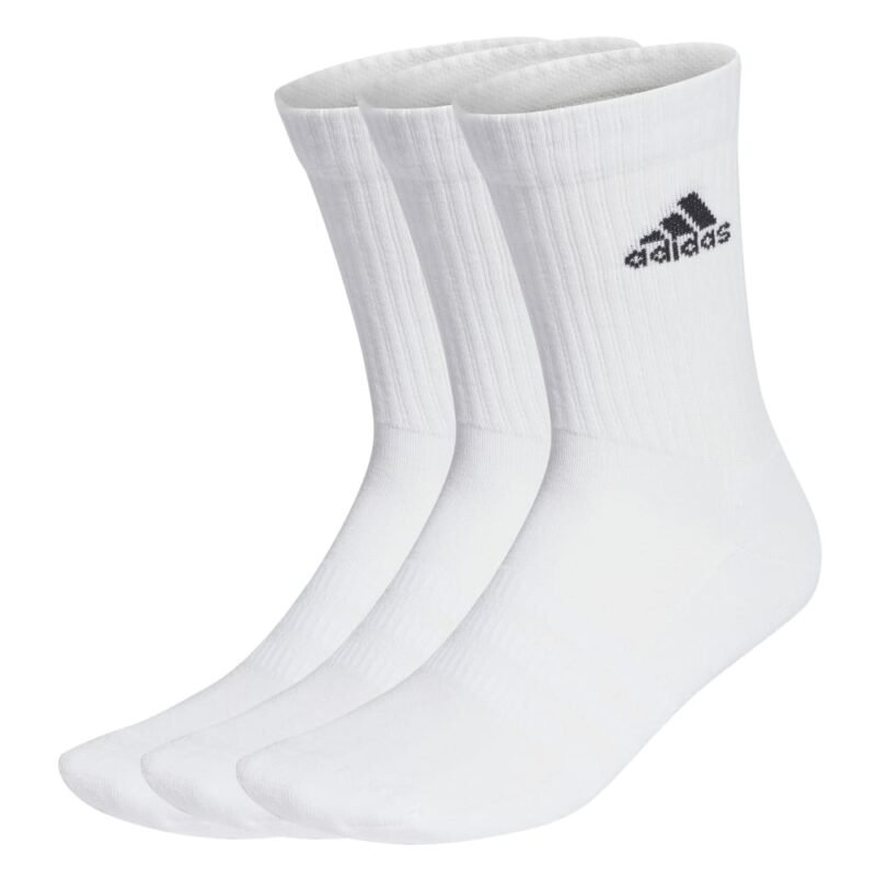 Adidas kojinės baltos su kilpiniu padu ir mažu juodu logotipu. Unisex C Crew Socks 3pairs HT3446