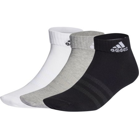 Adidas Kojinės Unisex Plonos Trumpos Pilkos Baltos Juodos Thin And Light Linear Ankle Socks 3 Pairs IC1283