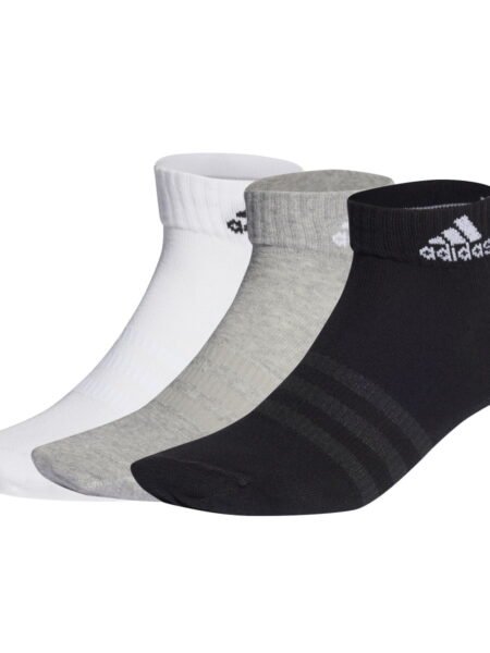 Adidas Kojinės Unisex Plonos Trumpos Pilkos Baltos Juodos Thin And Light Linear Ankle Socks 3 Pairs IC1283