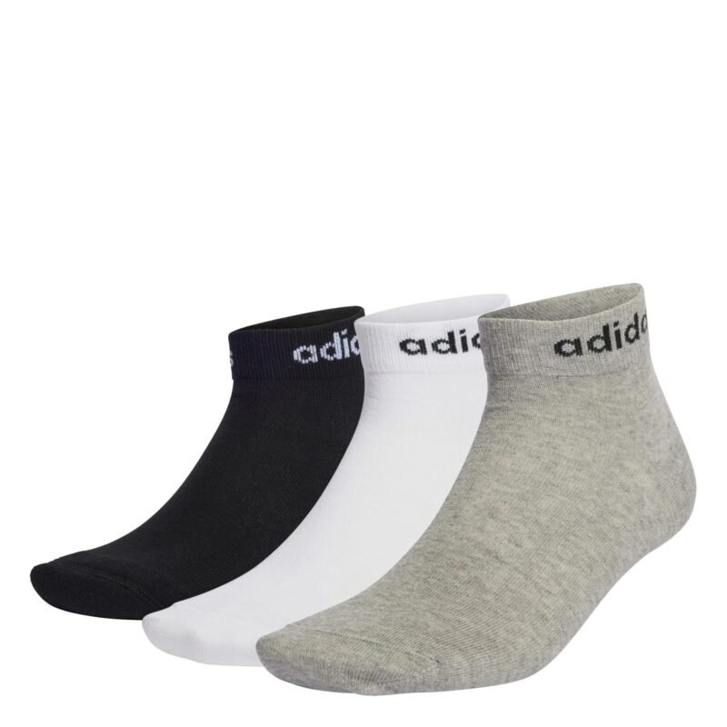 Adidas Kojinės Trumpos Plonos 3-Poros Unisex Vyrams Moterims Baltos-Pilkos-Juodos Thin And Light Linear Ankle Socks IC1306