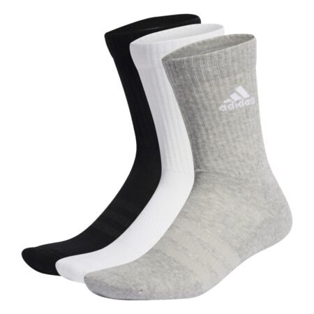 Adidas Kojinės Ilgos Unisex Vyrams Moterims Baltos Pilkos Juodos Crew Cushioned Socks 3 Pairs IC1311