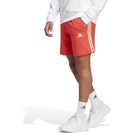 Adidas Šortai Vyrams Medvilniniai Sportiniai Raudoni 3-Juostelės Essentials French Terry 3-Stripes Shorts IC9438