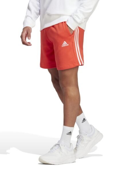 Adidas Šortai Vyrams Medvilniniai Sportiniai Raudoni 3-Juostelės Essentials French Terry 3-Stripes Shorts IC9438