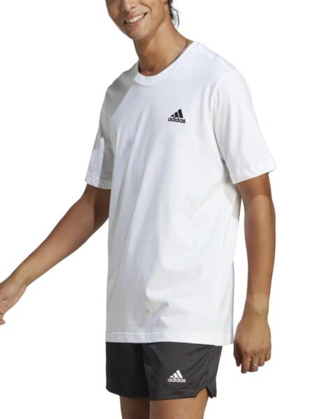 Adidas vyriški balti marškinėliai IC9286 su siuvinėtu logotipu priekyje, trumpomis rankovėmis.