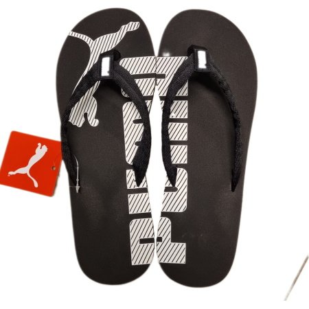 Puma vyriškos šlepetės per pirštą Epic Flip V2 360248-03 – juodos, su baltu logotipu, vasariškos, lengvos, patogios.