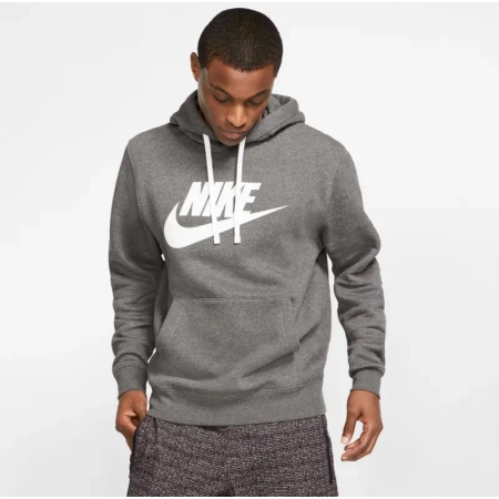 Nike Sportswear Club Fleece BV2973-071 vyriškas pilkas džemperis su gobtuvu – šiltas, minkštas ir patogus laisvalaikiui.