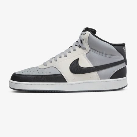 Nike Court Vision Mid NN DN3577-002 vyriški laisvalaikio batai – pilki, balti ir juodi batai su EVA vidpadžiu ir guminio pado sukibimu.