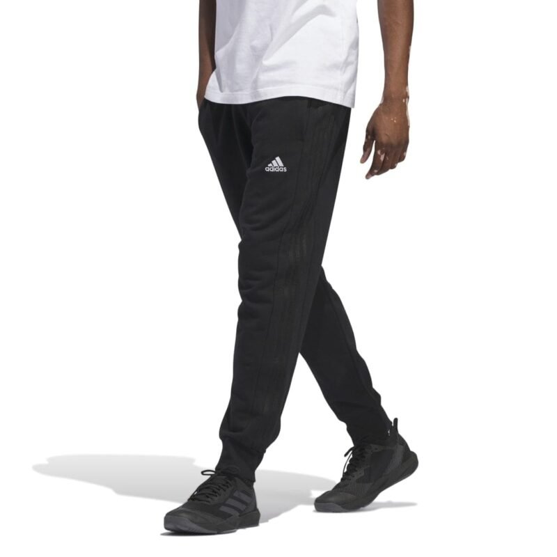 Adidas Kelnės Vyrams Treninginės Sportinės Medvilninės Juodos Essentials French Terry Cuffed 3-Stripes Pants HZ2218