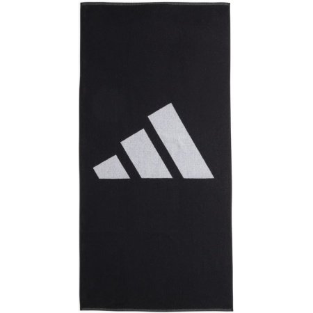 Adidas juodas medvilninis rankšluostis 3Bar Towel Large IU1289 su trimis baltomis juostelėmis