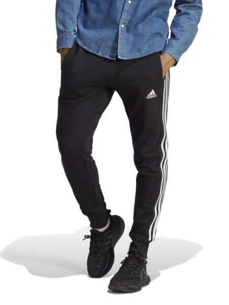 Adidas Sportinės Kelnės Vyriškos, Su manžėtais, Juodos, 3-Juostelės Baltos, Essentials French Terry Cuffed 3-Stripes Pants HA4337
