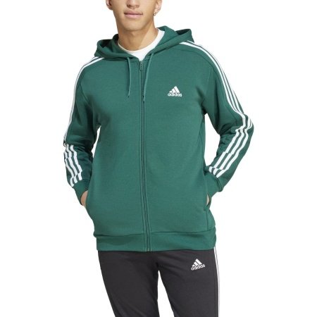Vyriškas Adidas Džemperis Su Gobtuvu Essentials 3-Stripes M Full Zip Fleece Hoodie IS0010 žalia