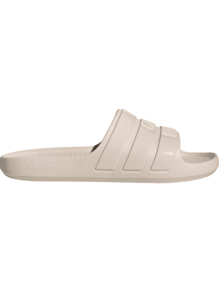 Adidas Adilette Flow Slide JP5684 – unisex rudos šlepetės baseinui ir poilsiui, šviesiai rudos su žaliomis juostelėmis